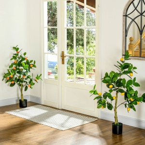Set 2 Plante Artificiale de Lămâi și Portocale, Plante Decorative Artificiale cu Ghiveci, Ø15x12,5 cm, Verde - Img 2