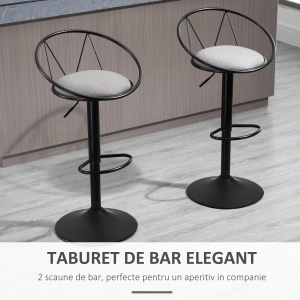 Set 2 Scaune de Bar – Pivotante, Maro, Reglabile 78–100 cm - Img 4