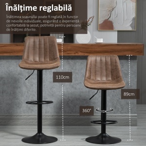 Set 2 Scaune de Bar – Reglabile, Rotative & Captusite - Img 7