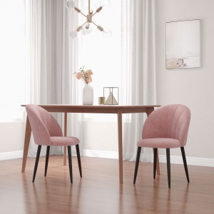 Set 2 Scaune Tapitate din Catifea, Design Nordic și Ergonomic, 52x54x79 cm, Roz - Img 2