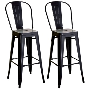 Set 2 Taburete de Bucătărie cu Spătar Detașabil și Reazem pentru Picioare, 44x49x116 cm, Roșu