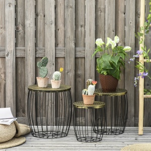 Set 3 Masute Gradina Stivuibile 38/31 cm – Negru - Img 2