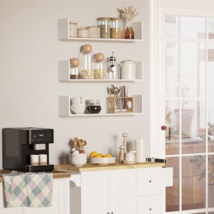 Set 3 Rafturi Perete MDF Alb - 80×18×18 cm – Pentru Obiecte Decor & Depozitare - Img 2