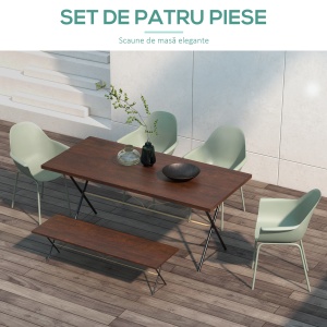 Set 4 Scaune de Exterior 59x55x84 cm din PP și Oțel Verde - Img 4