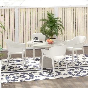 Set 4 Scaune Gradina Plastic PP – Spatar inalt, Cotiera, Rezistente UV - Img 2