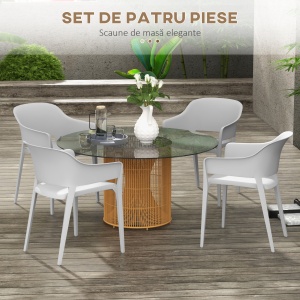 Set 4 Scaune Gradina PP Exterior – Spatar inalt & Cotiera, Stivuibile - Img 4