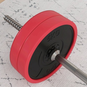Set Bară cu Greutăți 30 kg Antialunecare cu 6 Discuri Roșu - Img 8