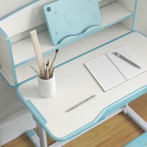 Set Birou si Scaun pentru Copii Reglabil in Inaltime Birou de Studiu pentru Copii pentru Scoala cu Sertar Raft pentru Carti Masa cu Unghi Reglabil - Img 8