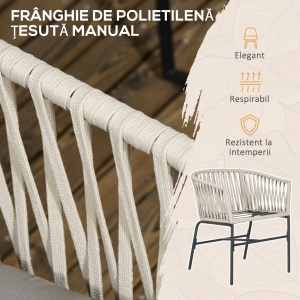 Set boem de 2 scaune pentru terasa din franghie impletit - Img 6