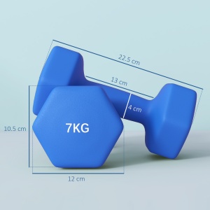 Set de 2 Greutăți Hexagonale, Set de Gantere cu Prindere Antiderapantă pentru Antrenament Acasă, 24x9x9 cm, Albastru - Img 3