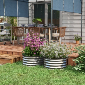 Set de 2 Paturi inaltate pentru Gradina, Jardiniera inaltata pentru Exterior cu Margine de Protectie - Img 2
