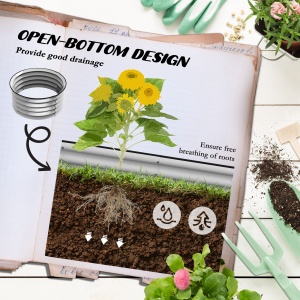 Set de 2 Paturi inaltate pentru Gradina, Jardiniera inaltata pentru Exterior cu Margine de Protectie - Img 5