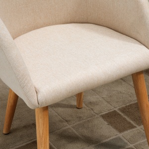 Set de 2 Scaune de Dining Stil Scandinav, Tapițate cu Material Textil, 55x56x74 cm, Bej - Img 9