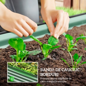 Set de 2 Straturi Ridicate Modulare, Straturi Grădină cu Margini din Cauciuc, Bază Deschisă, Straturi Ridicate din Oțel Zincat pentru Ierburi, Fructe, Legume și Flori, 135x90x30 cm, Verde - Img 7