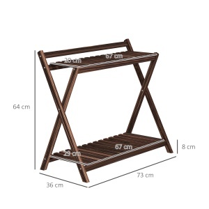 Set de 2 Suporturi pentru Plante cu 2 Niveluri, 73x36x64 cm, Maro - Img 3