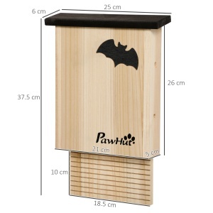 Set de 3 Adăposturi pentru Liliac din Lemn de Brad pentru Exterior, 25x6x37.5 cm, Lemn Natural - Img 3