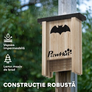 Set de 3 Căsuțe pentru Lilieci Bat Box din Lemn de Brad, 18x6x22,5 cm, Culoare Naturală - Img 5