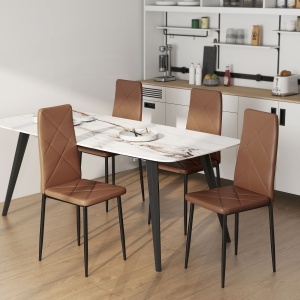 Set de 4 scaune de sufragerie cu spatar inalt, 41x50x97cm, maro - Img 8