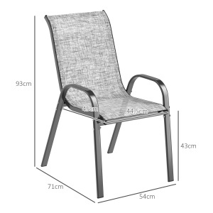 Set de 4 Scaune Suprapozabile cu Spătar Înalt și șezut din Plasă, 54x71x93 cm, Negru - Img 3