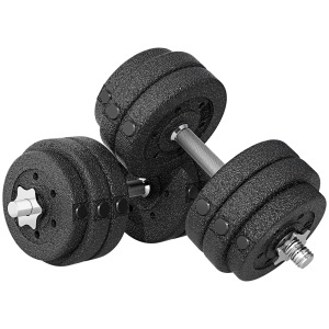 Set de Gantere 30 kg (8x2.5 kg, 4x1.5 kg) cu 12 Discuri și 2 Gantere de 2 kg, 43x18x7.5 cm, Negru - Img 1