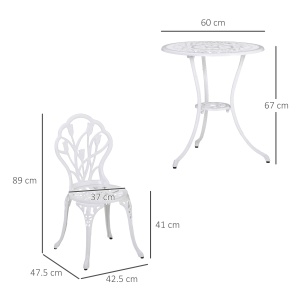 Set de Gradina 3 Piese din Aluminiu cu 2 Scaune - Img 3