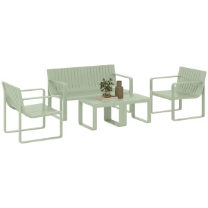 Set de Grădină din 5 Piese cu Canapea, 2 Fotolii și 2 Măsuțe, 122x60.5x70 cm, Verde