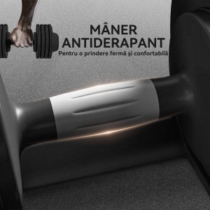 Set de Greutăți Reglabile 7/13/18/24 kg cu Suport pentru Manubrii și Mâner Antiderapant, 37x18x18 cm, Negru - Img 6