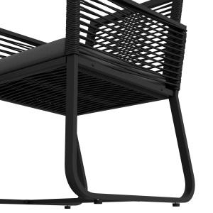 Set de Mobilier de Grădină din 3 Piese din Ratan, Set cu Masă din Sticlă Securizată și Perne Moi, 53x57x77 cm, Negru - Img 8