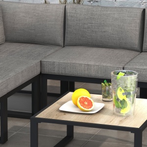 Set de Mobilier de Gradina din 6 Piese cu Pernute de Grosime 10 cm, Set de Canapea cu Cadru din Aluminiu - Img 9