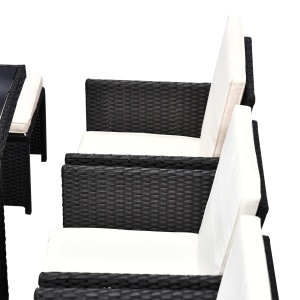 Set e Mobilier de Gradina in PE Rattan Set de Pranz 11 bucati cu Perne, Negru - Img 9