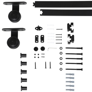 Set feronerie ușă culisantă, oțel carbon, suport 100 kg, pentru uși lemn 3.5-4.5 cm - Img 1