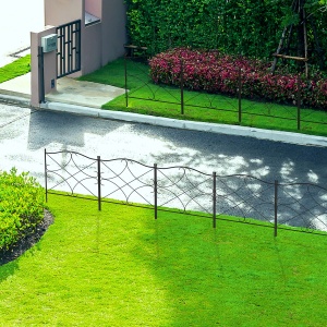 Set Gard de Grădină cu 5 Panouri și Stâlpi, Gard Decorativ din Metal, 305x62 cm, Negru - Img 7