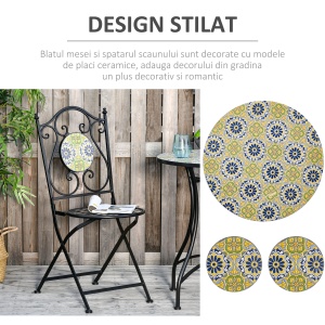 Set Masa si Scaune de Gradina din Metal cu Majolica Colorata - Img 5