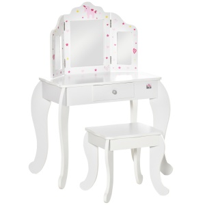 Set Masuta Machiaj Copii – Oglinda Rotativa + Taburet - Img 1