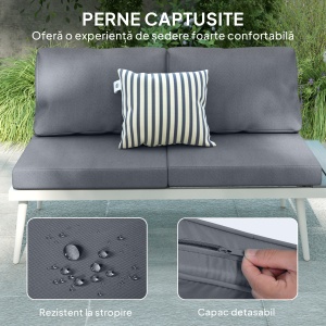 Set Mobilier de Grădină din 3 Piese cu 2 Canapele cu Spătar Reglabil în 5 Poziții și Măsuță, 139x63x65 cm, Gri - Img 7