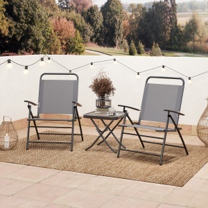 Set Mobilier de Grădină din 3 Piese cu Scaune cu Spătar Reglabil și Masă, 64x70x87 cm, Gri - Img 9