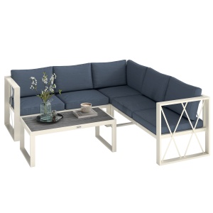 Set Mobilier de Grădină din 4 Piese cu 2 Canapele, Fotoliu Reglabil și Măsuță de Cafea, 121x61x62 cm, Gri - Img 1