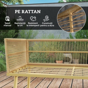 Set Mobilier de Grădină din 4 Piese cu 2 Canapele și 2 Măsuțe de Cafea, 116x65x70 cm, Alb Crem - Img 5