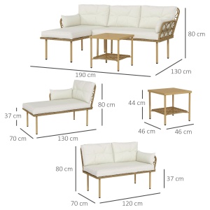 Set Mobilier Grădină 4 Persoane, 3 Piese cu Măsuță de Cafea, Perne Confortabile Incluse, Ratan Crem - Img 3