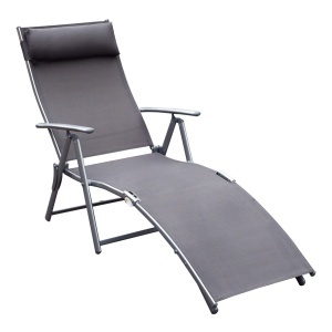 Sezlong Relax Pliabil Schelet in Metal 137x63.5x100.5cm Gri - Img 1
