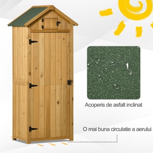 sopron de Gradina din Lemn Impermeabil, 77x54.2x179 cm, Galben - Img 6