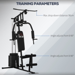 Statiune fitness cu greutati de 45kg pentru antrenament profesional la tine acasa, din otel, 135x103x210cm, Negru - Img 6