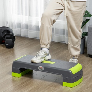Stepper Aerobic Reglabil pe 3 Înălțimi, Step Fitness din Plastic pentru Antrenament, 78x28x10/15/20 cm, Verde - Img 2