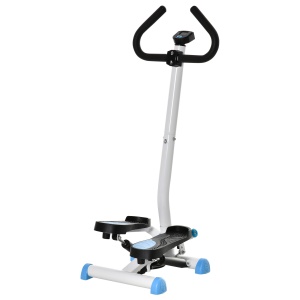 Stepper cu Mâner și Monitor LCD, Stepper pentru Fitness Acasă cu Pedale Antiderapante, 55x44x108 cm, Alb - Img 1