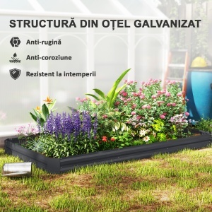 Strat de Grădină Înălțat Galvanizat cu Partea Inferioară Deschisă, 240x120x30 cm, Gri - Img 5