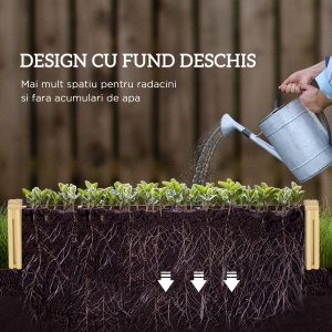 Strat Înălțat pentru Grădină cu Spalier și Fund Deschis, 230x60x110 cm, Lemn Natural - Img 6