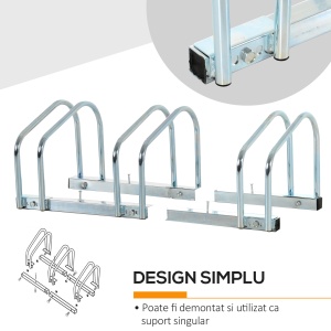 Suport de parcare pentru 3 biciclete din otel, 70,5 x 33 x 27cm, argintiu - Img 5