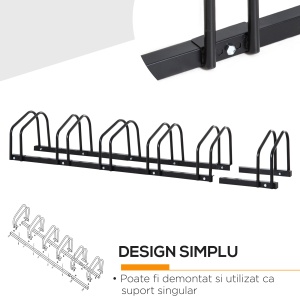 Suport de parcare pentru 6 biciclete din otel, 179x33x27 cm, negru - Img 5