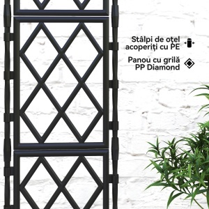 Suport pentru Plante Cățărătoare Înalt Pliabil, Grilaj pentru Cățărătoare din Grădină din Oțel cu Decorațiuni, pentru Roșii, Flori, Mazăre, Legume, Montaj DIY, 85x197 cm, Negru - Img 6