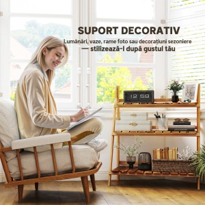 Suport pentru Plante Pliabil, Jardinieră cu 3 Niveluri, Raft de Exterior pentru Plante, 80x37x93 cm, Lemn Natural - Img 6